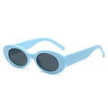 Retro oval sunglasses with light blue frames and dark lenses for men and women - Blue Frame Grey Lens