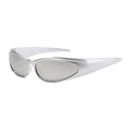 Silver futuristic Y2K sports sunglasses with metallic finish and grey tinted lenses - Pearl Silver (C03)