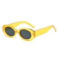 Retro oval sunglasses with translucent yellow plastic frames and dark grey lenses - Yellow Frame Grey Lens