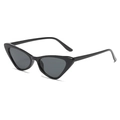 Klassische schwarze Cat-Eye Sonnenbrille für Damen mit elegantem Rahmen im 45-Grad-Winkel - Glänzendes Schwarz Rahmen Graue Linse
