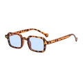 Square tortoise sunglasses with light blue lenses and gold metal accents - Tortoise Frame Blue Lens