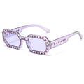 Occhiali da sole viola trasparente esagonali con strass e lenti viola chiaro - C02 Viola