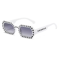 Occhiali da sole ottagonali bianchi con strass neri e lenti sfumate di moda - C04 Bianco
