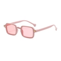 Pink square frame sunglasses for women with light pink translucent lenses and gold accents - Pink Frame / Pink Lens