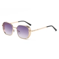 Retro polygon metal sunglasses with gold frame and purple gradient lenses - Gold Frame Gradient Grey Lens (C05)