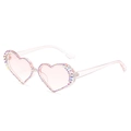 Gafas de sol de corazón rosa con brillantes cristales AB y lentes rosa claro - C02 Rosa