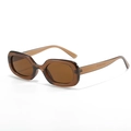 Occhiali da sole ovali color ambra con montatura trasparente e lenti color tè retro - Marrone ambra scuro