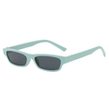 Vintage narrow rectangular sunglasses with mint green matte frame and dark grey lenses - Green-Gray