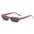 Lunettes de soleil rectangulaires étroites vintage avec monture rose poudré mat - Reddish Brown Grey