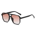 Lunettes aviateur noires à double pont avec verres roses dégradés au style vintage - Monture Noire Thé Dégradé (C05)