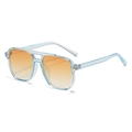 Lunettes aviateur bleues avec verres dégradés orange et design vintage à double pont - Monture Bleue Transparente Orange Dégradé (C06)
