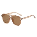 Lunettes de soleil pilote vintage avec monture en résine thé et verres marron foncé - Thé Transparent (C08)