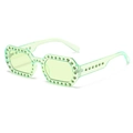 Occhiali da sole gelatina verde chiaro con montatura ottagonale e strass verdi - C03 Verde