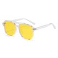 Lunettes de soleil aviateur rétro avec monture transparente et verres jaunes à double pont - Monture Transparente Verres Jaunes (C09)