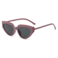 Retro small frame cat eye sunglasses with dusty pink frame and dark grey lenses - Deep Red Frame Grey Lens