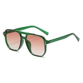 Lunettes de soleil aviateur rétro monture verte et verres dégradés marron rose - Monture Verte Thé Dégradé (C10)