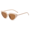 Retro triangle cat eye sunglasses with cream beige frame and dark amber lenses - Beige Frame Tea Lens