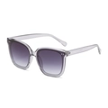 Classic square sunglasses with transparent grey frame and purple gradient lenses - Transparent Gray