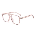 Lunettes de soleil aviateur rétro avec monture rose transparent et design double pont chic - Thé Transparent (Anti-Lumière Bleue) (C16)