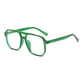 Lunettes de soleil aviateur rétro avec monture vert translucide et double pont - Vert Transparent (Anti-Lumière Bleue) (C17)