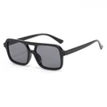 Klassische schwarze quadratische Sonnenbrille mit Doppelsteg und grauen Gläsern - Schwarzer Rahmen Graue Gläser(C01)
