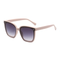 Classic square pink sunglasses with gradient purple lenses and silver rivet accents - Pink Gray