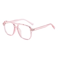 Lunettes de soleil pilote roses transparentes avec fini gelée vintage et double pont - Rose Transparent (Anti-Lumière Bleue) (C18)