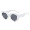 Retro white oval sunglasses with thick frames and dark gray lenses for men and women - Off-White Grey