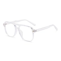 Lunettes de soleil aviateur transparentes avec double pont et finition minimaliste - Tout Transparent (Anti-Lumière Bleue) (C14)