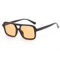 Retro quadratische Übergroße Sonnenbrille, schwarzer Rahmen mit orangefarbenen Gläsern - Schwarzer Rahmen Orangene Gläser(C03)