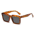 Gafas de sol cuadradas de carey extragrandes con lentes gris oscuro para mujer - Leopardo
