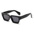 Classic black thick frame square sunglasses with dark grey lenses in retro style - Black Frame Grey Lens (C01)