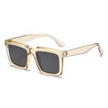 Lunettes de soleil carrées classiques avec monture champagne transparente et verres gris - Champagne