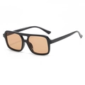 Vintage double bridge sunglasses with thick black frame and brown tinted lenses - Black Frame Tea Lens (C06)