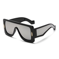 Modern oversized square sunglasses with black frame and silver mirrored lenses - Black Frame Silver Mirrored Lens