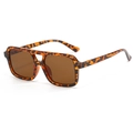 Retro double-bridge sunglasses with leopard print frames and brown lenses for women and men - Tortoise Frame Tea Lens (C07)