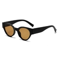 Retro small frame sunglasses with black cat-eye frames and brown lenses for women - Black Frame Tea Lens