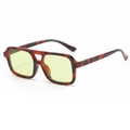 Vintage retro sunglasses featuring tortoiseshell frame with double bar and yellow lenses - Tortoise Frame Yellow Lens (C08)