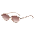 Retro oval sunglasses in champagne pink frame with brown gradient lenses for women - Champagne Frame Gradient Brown Lens (c04)