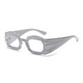 Irregular petal-shaped gray sunglasses with thick wavy frames and translucent lenses - Transparent Grey Frame