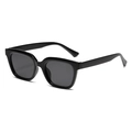 Classic black square small frame sunglasses with dark grey lenses in 45-degree view - Bright Black Frame Dark Grey Lens