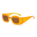 Irregular petal-shaped sunglasses with orange translucent frames and dark tinted lenses - Orange Frame Tea Lens