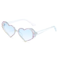 Gafas de sol de corazón con pedrería AB y lentes azul claro en montura transparente - C03 Azul