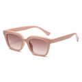 Chic small square peach pink sunglasses with brown gradient lenses and thick plastic frame - Pink Frame Gradient Tea Lenses