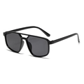 Classic black pilot sunglasses with oversized frame and double bridge design for women - C01 Black Gray