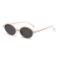 Occhiali da sole retrò ovali beige con lenti grigio scuro per uomo e donna eleganti - Montatura Beige Lente Grigia (c06)
