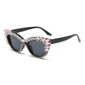 Occhiali da sole cat-eye con cristalli rosa e strass su montatura nera da donna trendy - Diamante Rosa (C02)