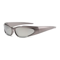 Silver metallic Y2K futuristic wrap-around sports sunglasses for women's windproof wear - Pearl Gray (C02)