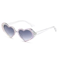 Rhinestone heart sunglasses with crystal frame and gradient lenses for party style - Transparent