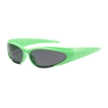Neon green futuristic Y2K sunglasses with grey lenses and wrap-around cat-eye frame - Green (C04)